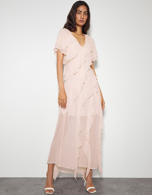 Renata Ruffle Maxi Dress, Pink (BLUSH), large