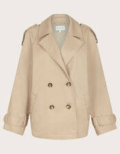 Savannah Crop Trench Coat, Natural (STONE), large