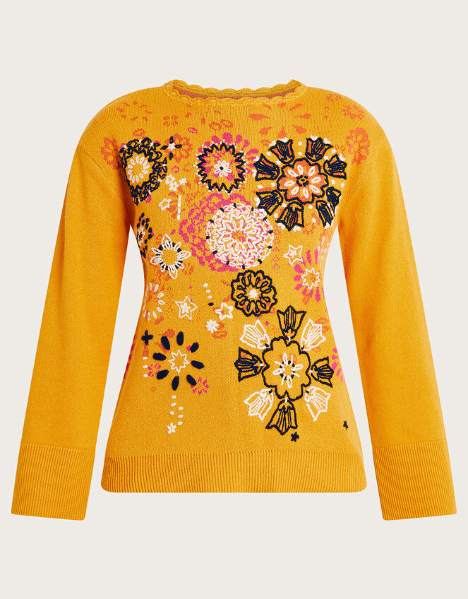 Embroidered Jumper Yellow | Knitwear | Monsoon UK.