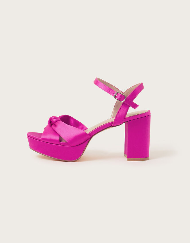 Twist Knot Platform Heeled Sandals Pink