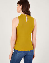 Ribbed Halter Neck Tank Top, Yellow (OCHRE), large