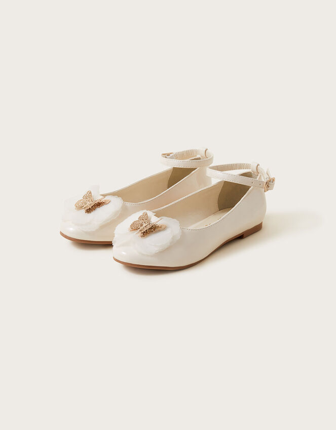 Kali Patent Butterfly Ballerina Flats Ivory | Girls' Flat Shoes ...