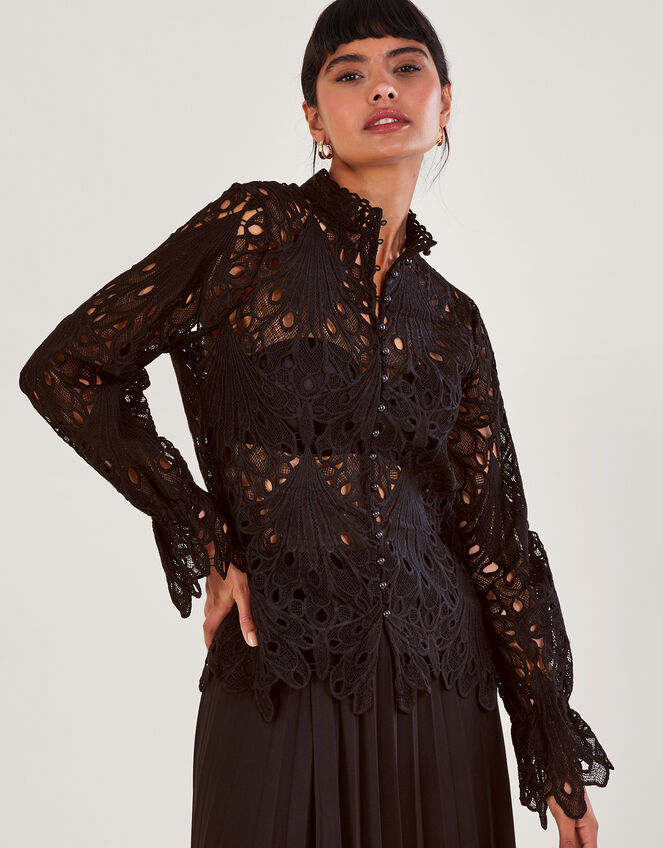 Cybil Lace Blouse, Black (BLACK), large