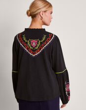 Xoey Embroidered Blouse, Black (BLACK), large