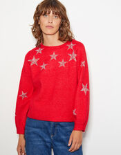 Sabrina Embellished Star Jumper, Red (RED), large