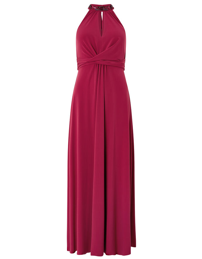 Izzie Embellished Jersey Maxi Dress Pink | Evening Dresses | Monsoon UK.