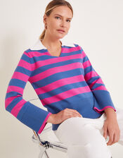 Shay Stripe Collared Jumper, Pink (PINK), large