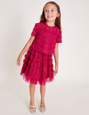 Natalie Ruffle Tulle Top and Skirt Set, Pink (MAGENTA), large