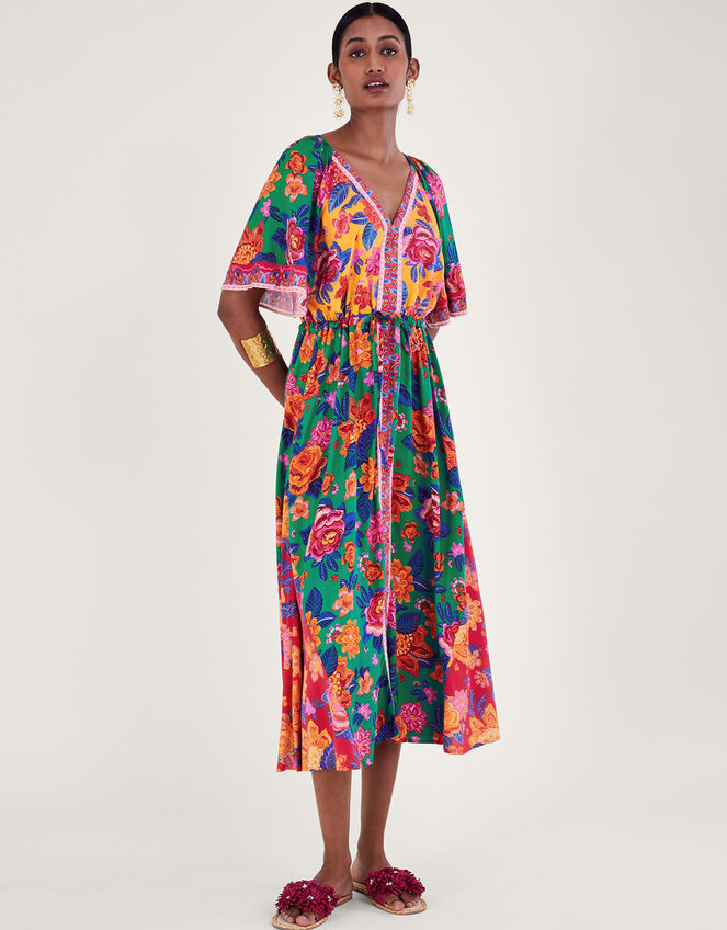 Contrast Floral Print Dress in LENZING™ ECOVERO™ Orange