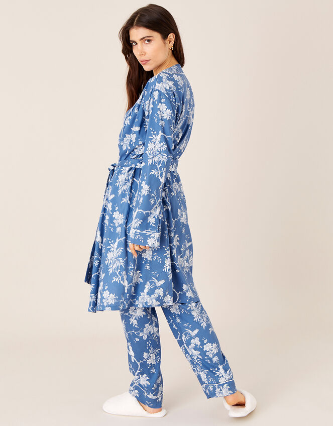 Lounge Floral Print Dressing Gown, Blue (BLUE), large