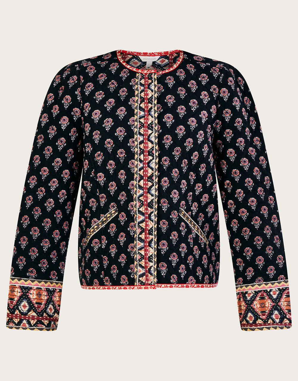 Padded Rose Print Jacket in LENZING™ ECOVERO Black | Casualwear ...