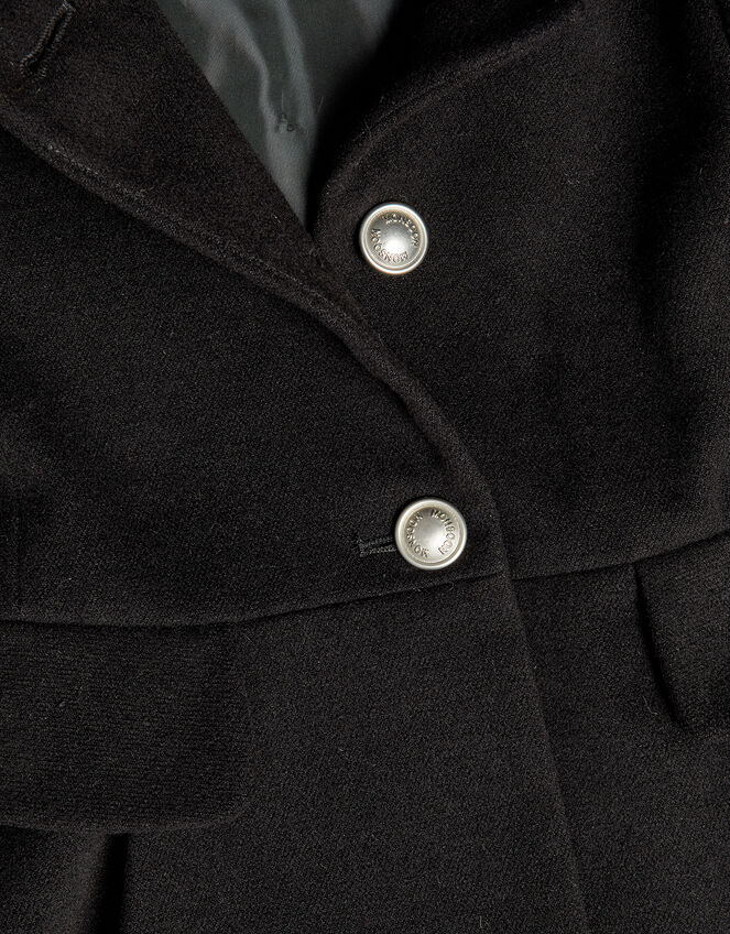 Pocket Detail Pleated Hooded Coat Black