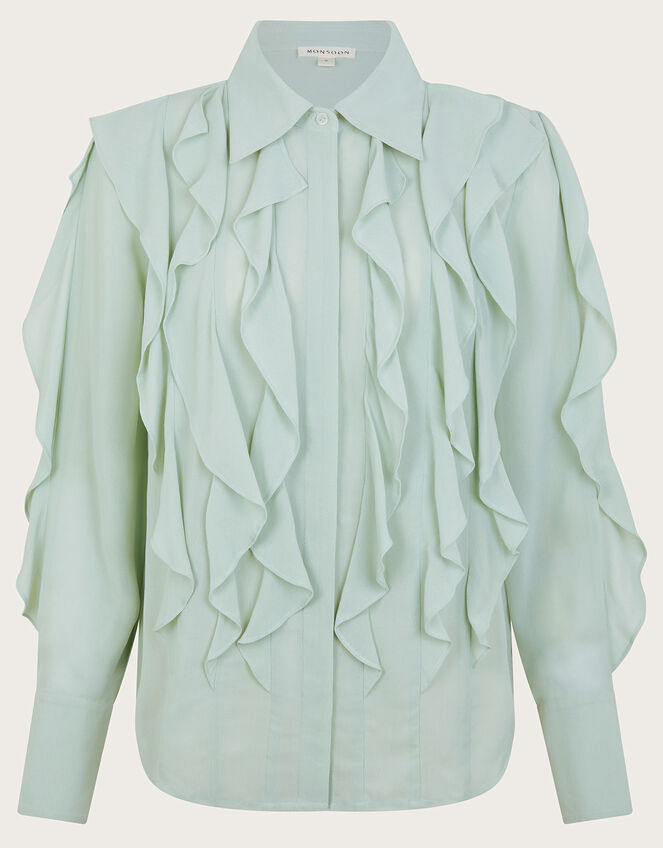 Aria Ruffle Blouse, Green (GREEN), large