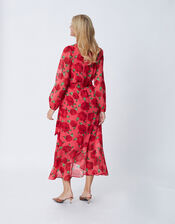 Crās Floral Wrap Dress, Red (RED), large