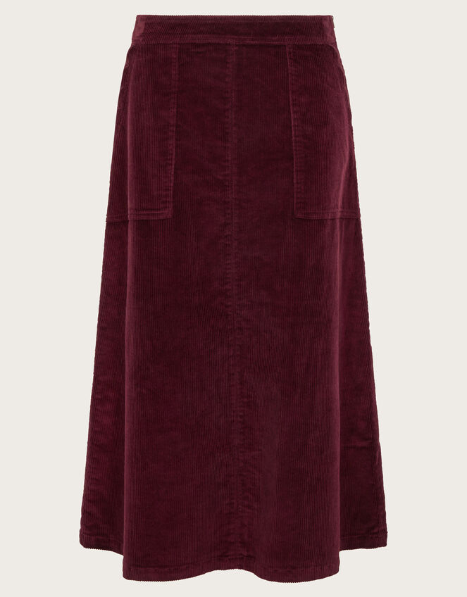 Malika Corduroy Midi Skirt, Red (BURGUNDY), large