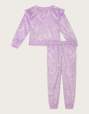 Unicorn Velour Pyjama Set, Purple (LILAC), large