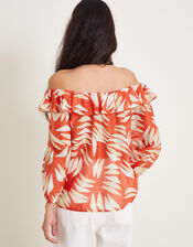 Shelly Ruffle Bardot Top, Orange (RUST), large