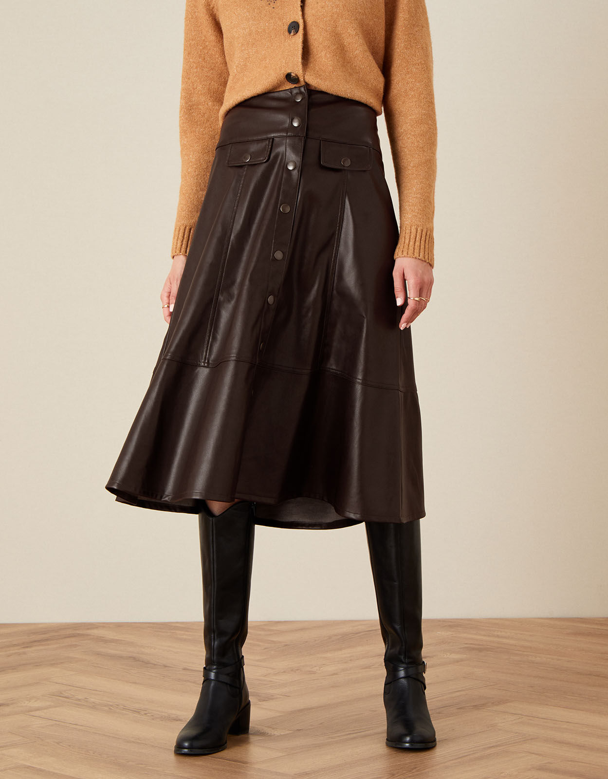 brown midi skirt uk