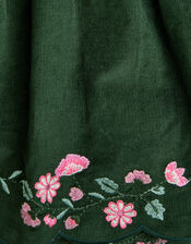 Floral Embroidered Corduroy Skirt, Green (GREEN), large