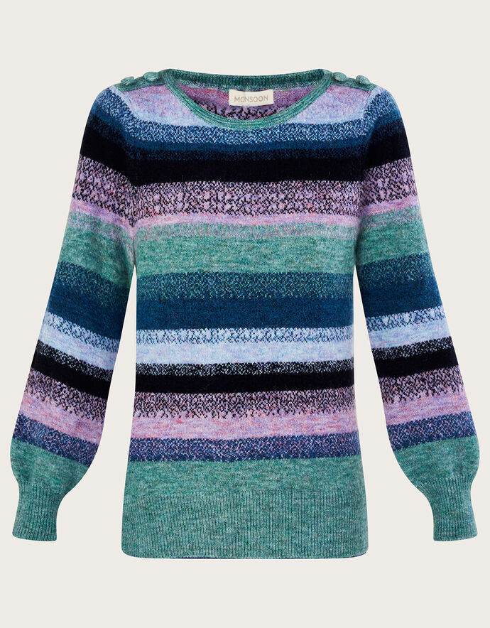 Ombre Stripe Jumper with Recycled Polyester Green