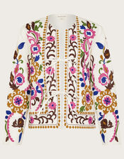 Erica Embroidered Jacket, Ivory (IVORY), large