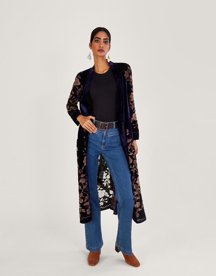 Daphne Devore Velvet Kimono Blue | Women's Jackets | Monsoon UK.