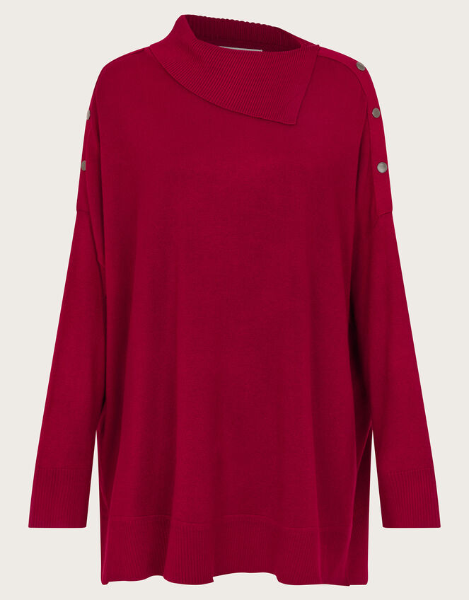 Beth Button Detail Jumper, Red (RED), large