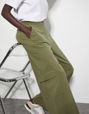 Una Wide Leg Utility Trousers, Green (KHAKI), large