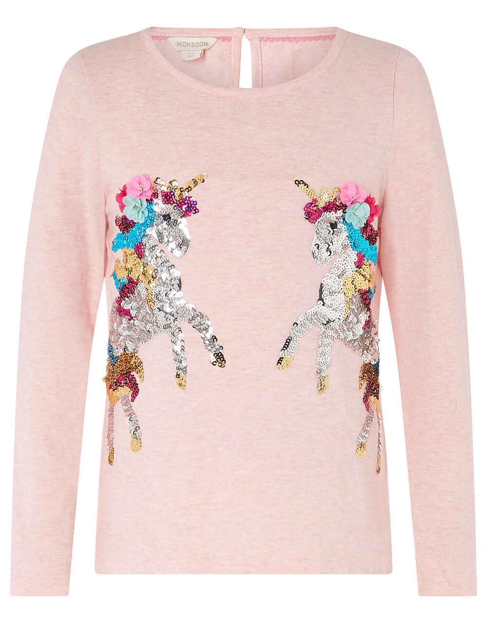 Sequin Unicorn Top in Organic Cotton Pink | Girls' Tops & T-shirts ...
