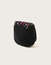 Bird Embroidered Velvet Bag, Black (BLACK), large