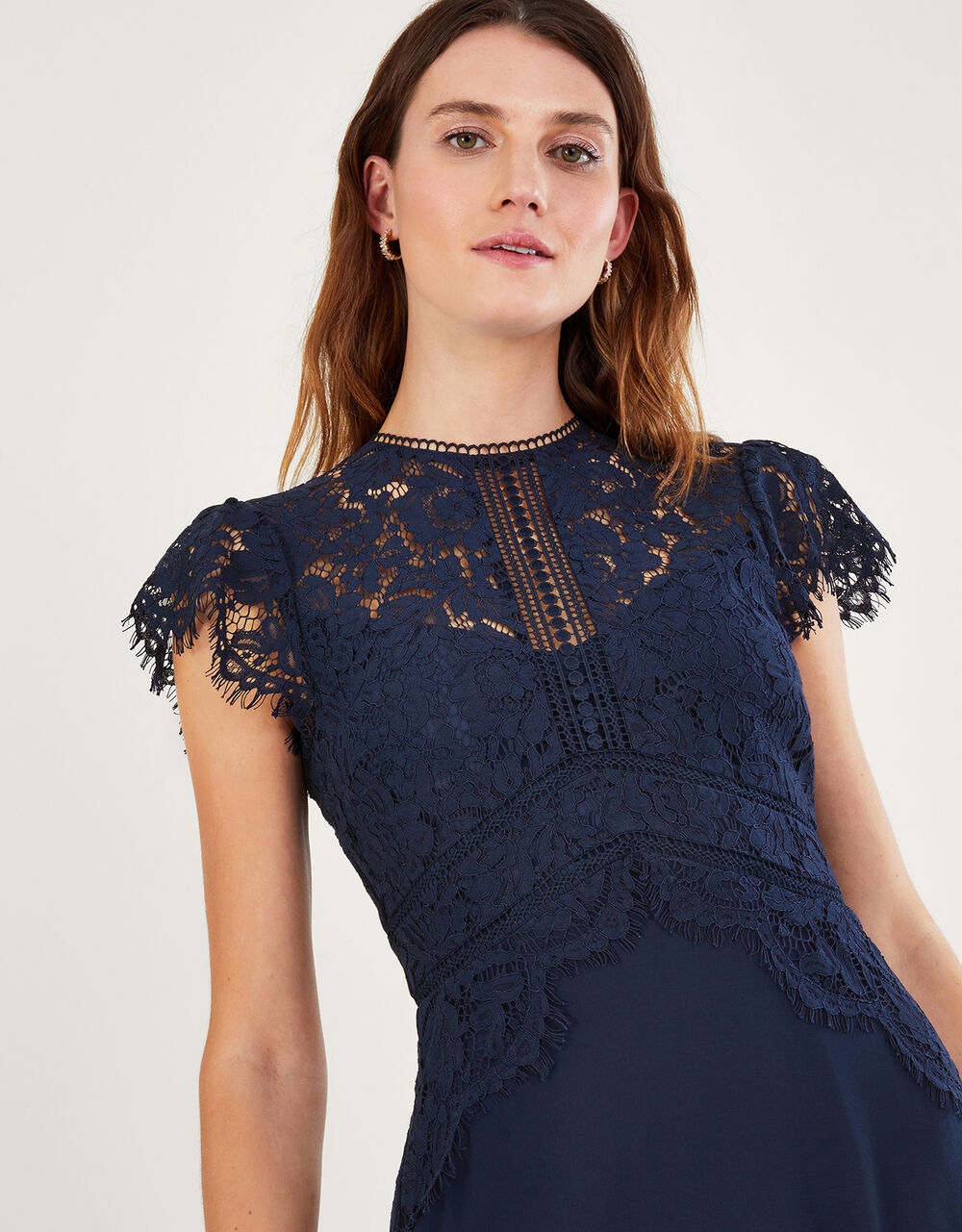 Louise Lace Shorter Length Dress Blue Evening Dresses Monsoon Uk 