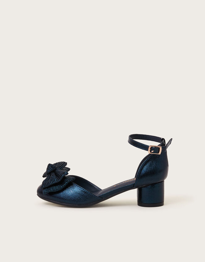 Pleated Bow Two-Part Heels, Blue (NAVY), large