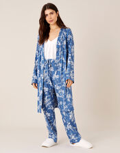 Lounge Floral Print Dressing Gown, Blue (BLUE), large