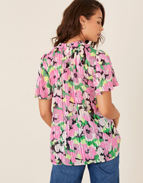 Floral and Metallic Pleated Blouse Pink | Tops & T-shirts | Monsoon UK.