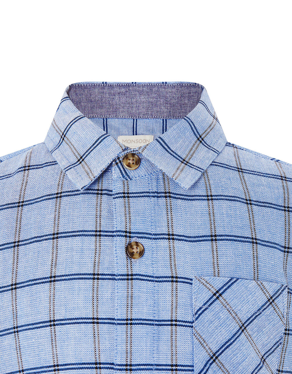Check Short Sleeve Shirt in Pure Cotton Blue | Boys' Tops & T-shirts ...