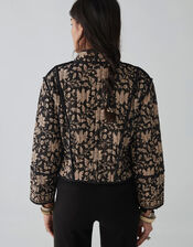 Maison Hotel Leaf Print Jacket, Black (BLACK), large