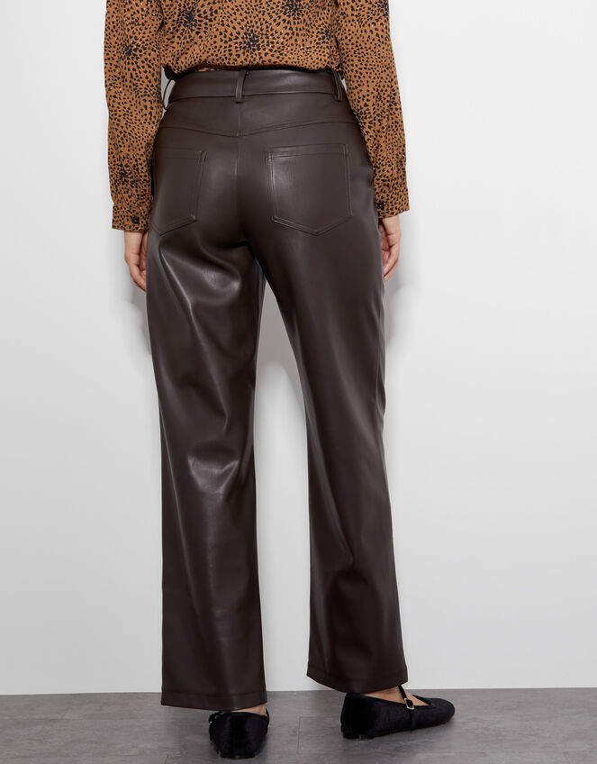 Parker Faux Leather Trousers, Brown (CHOCOLATE), large