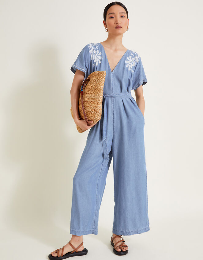 Jael Embroidered Jumpsuit, Blue (DENIM BLUE), large