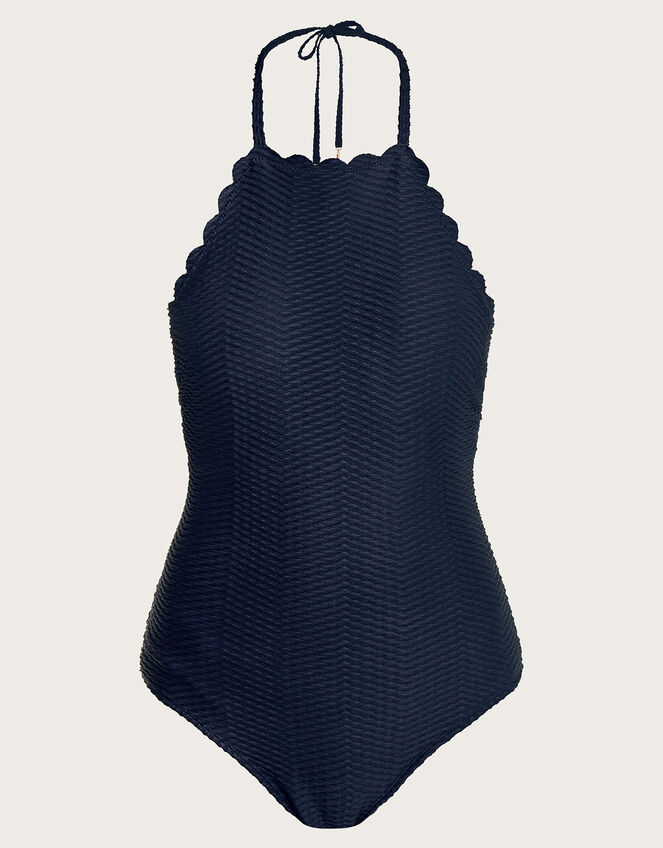 Una Scallop Swimsuit Black