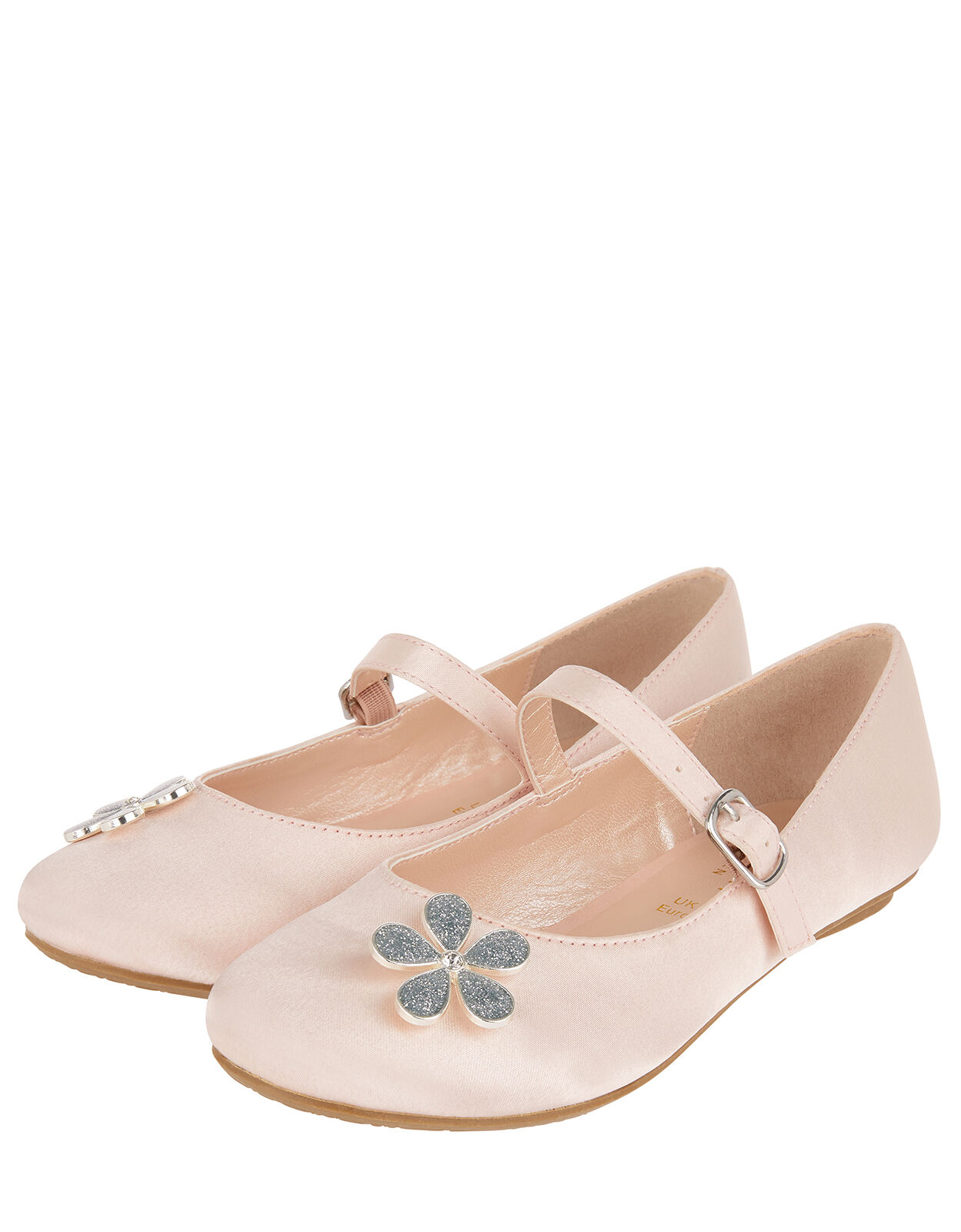 Divina Satin Floral Ballerina Flat Shoes Pink