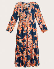 Fora Floral Midi Dress, Blue (NAVY), large