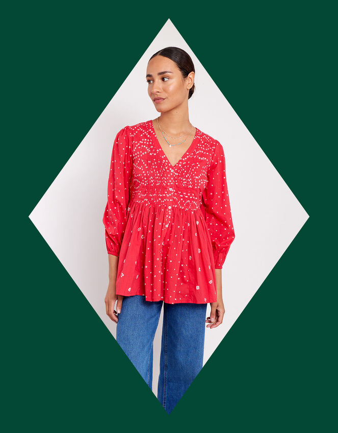 East Nova Bandhani Print Top, Red (RED), large