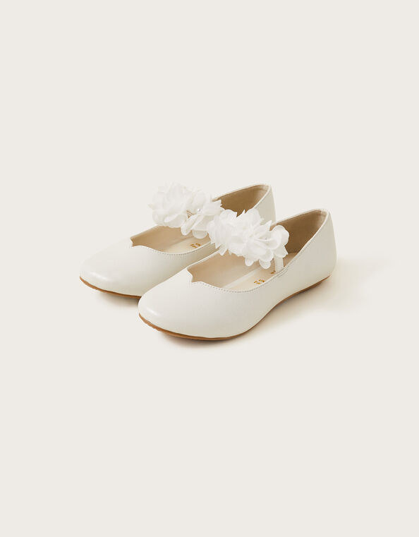 Corsage Ballerina Flats, Ivory (IVORY), large