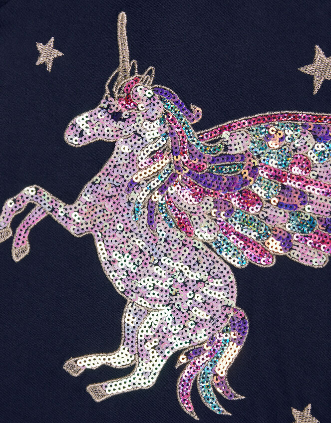 Long Sleeve Unicorn Top, Blue (NAVY), large