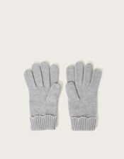 Rosa Scallop Trim Gloves, Grey (GREY), large