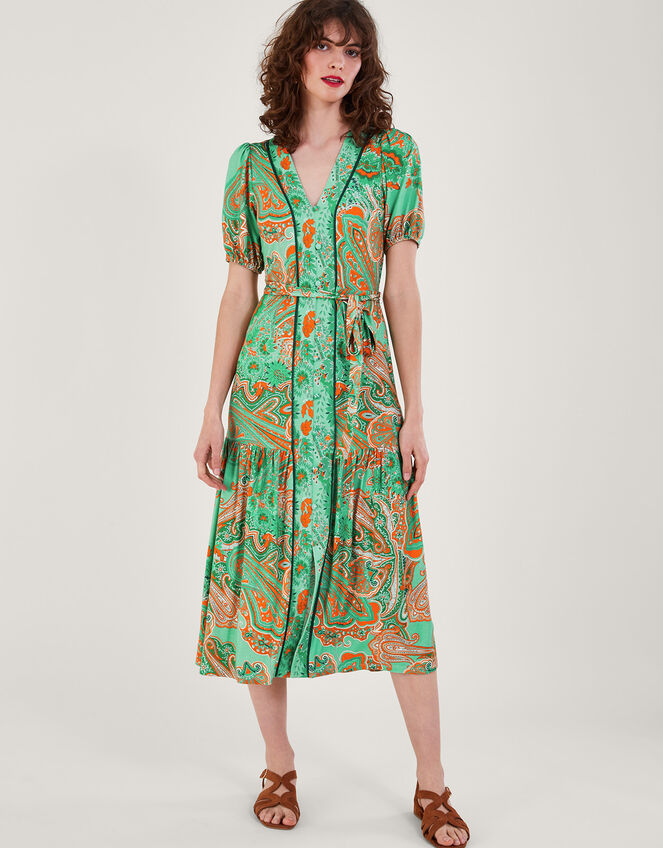 Skye Scarf Print Dress Green