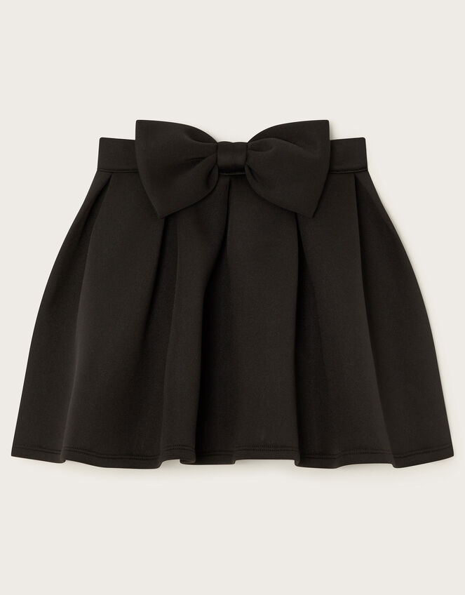 Scuba Bow Pleated Skirt , Black (BLACK), large