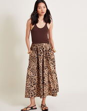 Raife Leopard Print Skirt, Natural (NATURAL), large