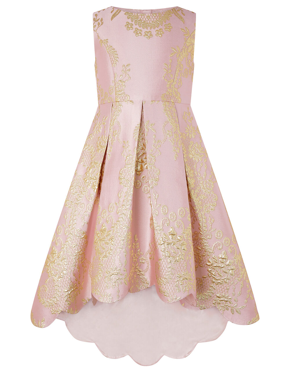 Rebecca Pink And White Jacquard High-Low Dress Pink | Girls' Dresses ...
