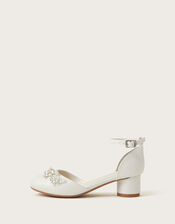 Two-Part Flower Gem Heels, Ivory (IVORY), large